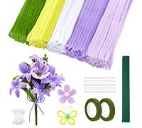 Peacoblue Poppy Bouquet Pipe Cleaners Craft Kit, 500PCS Chenille Stems