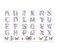 Peacoblue Purple Rub on Transfers for Crafts 3Pcs Letters with Flowers 15cmx30cm, UV DTF Waterproof Japanese Furniture Transfer for Chest of Drawer Dresser Glass Porcelain Wood Plastic
