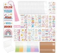 peacoblue Rainbow and Words Acrylic Bookmark Kit, DIY Making Set 121PCS | UV DTF Bookmark Stickers, Acrylic Blanks & Accessories, Cute DIY Craft Kit for Students Teachers Readers Gifts