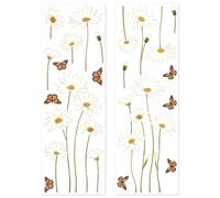 Peacoblue Reusable Window Static Clings Stickers Decal 30cm×90cm, 2 Sheets with 14PCS Daisy Patterns Removable Double Sided Window Sticker Cling Home Office Decor for Glass Windows Mirror