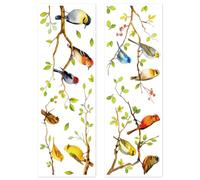 Peacoblue Reusable Window Static Clings Stickers Decal 30cm×90cm, 2 Sheets with 15PCS Perching Birds Patterns Removable Double Sided Window Sticker Cling Home Office Decor for Glass Windows Mirror