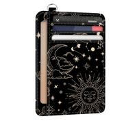peacoblue RFID Blocking Credit Card Holder for Women - Sun and Starry Sky PU Leather Slim Wallet with ID Window, 6 Card Slots, and Cash Pocket - Perfect for Travel and Gifts