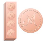 Peacoblue Rose Gold Foil Sticker Seal Embossed 2 Inch 100Pcs Letter M for Gift Present Card Decor, Envelop Seals, Family Party Invitation, Gold Around Embossing Stickers Christmas