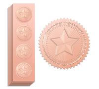 Peacoblue Rose Gold Foil Sticker Seal Embossed 2 Inch 100Pcs Stars for Gift Present Card Decor, Envelop Seals, Family Party Invitation, Gold Around Embossing Stickers Christmas