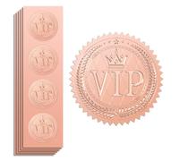 Peacoblue Rose Gold Foil Sticker Seal Embossed 2 Inch 100Pcs VIP Crown for Gift Present Card Decor, Envelop Seals, Family Party Invitation, Gold Around Embossing Stickers Christmas