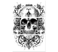 Peacoblue Rub on Transfer Decal for Furniture Craft Decor 6"x12",3Pcs Black and White Skull Waterproof UV DTF Transfer Sticker for Halloween Dresser Lingerie Chests Drawer Glass Porcelain Wood Plastic