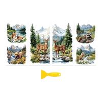 Peacoblue Rub on Transfer Decal Sticker for Furniture Craft Decor 15x30CM Animals and Natural Scenes, 3Pcs Waterproof UV DTF Transfer for Drawer Dresser Glass Porcelain Wood Plastic