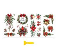 Peacoblue Rub on Transfer Decal Sticker for Furniture Craft Decor 15x30cm Christmas Decorations, 4Pcs Waterproof UV DTF Transfer for Drawer Dresser Glass Porcelain Wood Plastic