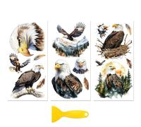 Peacoblue Rub on Transfer Decal Sticker for Furniture Craft Decor 6"x12" Bald Eagle with Scraper, 3Pcs Waterproof UV DTF Transfer for Drawer Dresser Glass Porcelain Wood Plastic Window