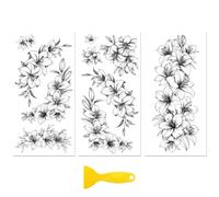 Peacoblue Rub on Transfer Decal Sticker for Furniture Craft Decor 6"x12" Black and White Lilies, 3Pcs Waterproof UV DTF Transfer for Drawer Dresser Glass Porcelain Wood Plastic Window