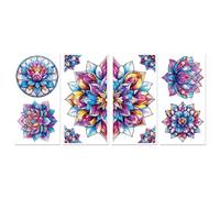 Peacoblue Rub on Transfer Decal Sticker for Furniture Craft Decor 6"x12" Colorful Mandala Lotus with Scraper, 4Pcs Waterproof UV DTF Transfer for Drawer Dresser Glass Porcelain Wood Plastic Window