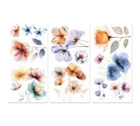 Peacoblue Rub on Transfer Decal Sticker for Furniture Craft Decor 6"x12" Colorful Watercolor Flower, 3Pcs Waterproof UV DTF Transfer for Drawer Dresser Glass Porcelain Wood Plastic Window