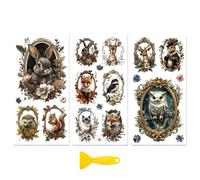 Peacoblue Rub on Transfer Decal Sticker for Furniture Craft Decor 6"x12" Forest Animals Photo Frames, 3Pcs Waterproof UV DTF Transfer for Drawer Dresser Glass Porcelain Wood Plastic