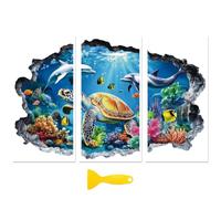 Peacoblue Rub on Transfer Decal Sticker for Furniture Craft Decor 6"x12" Hole in The Ocean, 3Pcs Waterproof UV DTF Transfer for Drawer Dresser Glass Porcelain Wood Plastic Window