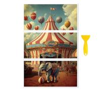 Peacoblue Rub on Transfer Decal Sticker for Furniture Craft Decor 6"x12" Vintage Carnival Circus, 3Pcs Waterproof UV DTF Transfer for Drawer Dresser Glass Porcelain Wood Plastic Window