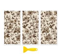 Peacoblue Rub on Transfer Decal Sticker for Furniture Craft Decor 6"x12" Vintage Flowers and Butterflies, 3Pcs Waterproof UV DTF Transfer for Drawer Dresser Glass Porcelain Wood Plastic Window