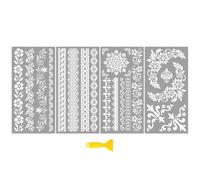 Peacoblue Rub on Transfer Decal Sticker for Furniture Craft Decor 6"x12" White Lace, 4Pcs Waterproof UV DTF Transfer for Drawer Dresser Glass Porcelain Wood Plastic