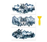 Peacoblue Rub on Transfer Decal Sticker for Furniture Craft Decor 6"x12" Wolf and Mountain, 3Pcs Waterproof UV DTF Transfer for Drawer Dresser Glass Porcelain Wood Plastic Window