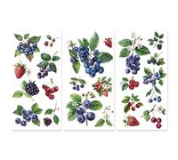 Peacoblue Rub on Transfer Decals for Furniture Crafts 6"x12", 3Pcs Berries Waterproof UV DTF Transfer Decals Sticker for Dresser Lingerie Chests Drawer Glass Porcelain Wood Kitchen Refrigerator Decor