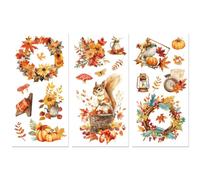 Peacoblue Rub on Transfer Decals for Furniture Crafts 6"x12", 3Pcs Hello Autumn Elements Waterproof UV DTF Transfer Decals Sticker for Dresser Lingerie Chests Drawer Glass Porcelain Wood