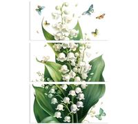 Peacoblue Rub on Transfer Decals for Furniture Crafts 6"x12", 3Pcs Lily of The Valley and Butterfly Waterproof UV DTF Transfer Sticker for Dresser Lingerie Chests Drawer Glass Porcelain Wood Plastic