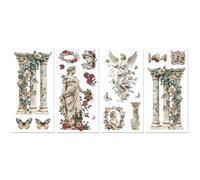 Peacoblue Rub on Transfer Decals for Furniture Crafts 6"x12", 4Pcs Roman Statue Waterproof UV DTF Transfer Decals Sticker for Dresser Lingerie Chests Drawer Glass Porcelain Wood Wall