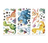 Peacoblue Rub on Transfer Decals for Furniture Crafts Decor 6"x12", 3Pcs Cute Dinosaurs Waterproof UV DTF Transfer Decals Sticker for Rooms, Dresser Lingerie Chests Drawer Glass Porcelain Wood Plastic