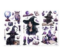 Peacoblue Rub on Transfer Decals for Furniture Crafts Decor 6"x12", 3Pcs Halloween Divination Elements Waterproof UV DTF Transfer Sticker for Dresser Lingerie Chests Drawer Glass Porcelain Wood