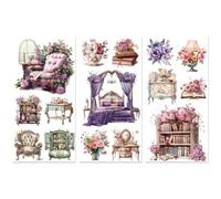 Peacoblue Rub on Transfer Decals for Furniture Crafts Decor 6"x12", 3Pcs Vintage Furniture Waterproof UV DTF Transfer Decals Sticker for Dresser Lingerie Chests Drawer Glass Porcelain Wood Plastic