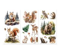 Peacoblue Rub on Transfer Decals for Furniture Crafts Decor Forest Animals 6"x12", 3Pcs Waterproof UV DTF Transfer Sticker for Dresser Lingerie Chests Drawer Glass Porcelain Wood Plastic