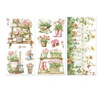 Peacoblue Rub on Transfer Decals for Furniture Crafts Decor Garden Flowers 6"x12", 3Pcs Waterproof UV DTF Transfer Sticker for Dresser Lingerie Chests Drawer Glass Porcelain Wood Plastic