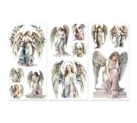 Peacoblue Rub on Transfer Decals for Furniture Crafts Decor Our Lady of Angels 6"x12", 3Pcs Waterproof UV DTF Transfer Decals Sticker for Dresser Lingerie Chests Drawer Glass Porcelain Wood Plastic