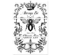 Peacoblue Rub on Transfer Decals for Furniture Crafts Decor Vintage Black and White Queen Bee 6"x12", 3Pcs Waterproof UV DTF Transfer Sticker for Lingerie Chests Drawer Dresser Glass Wood Plastic