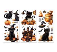 Peacoblue Rub on Transfer Decals for Furniture Crafts Halloween Pumpkin and Cat Decor 6"x12", 3Pcs Waterproof UV DTF Transfer Sticker for Dresser Lingerie Chests Drawer Glass Porcelain Wood Plastic