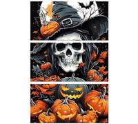 Peacoblue Rub on Transfer Decals for Furniture Crafts Halloween Skull and Pumpkin Decor 6"x12", 3Pcs Waterproof UV DTF Transfer Sticker for Dresser Lingerie Chests Drawer Glass Porcelain Wood Plastic