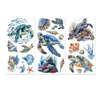 Peacoblue Rub on Transfer Decals for Furniture Crafts Sea Turtle Decor 6"x12", 3Pcs Waterproof UV DTF Transfer Decals Sticker for Dresser Lingerie Chests Drawer Glass Porcelain Wood Plastic
