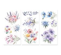 Peacoblue Rub on Transfer Sticker for Furniture Crafts Decor 6"x12" Beautiful Colorful Wildflowers, 3Pcs Waterproof UV DTF Transfer for Lingerie Chests Drawer Dresser Glass Porcelain Wood Plastic