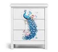 Peacoblue Rub on Transfer Sticker for Furniture Crafts Decor 6"x12" Blue Peacock and Flowers, 3Pcs Waterproof UV DTF Transfer for Lingerie Chests Drawer Dresser Glass Porcelain Wood Plastic