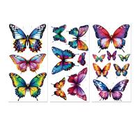 Peacoblue Rub on Transfer Sticker for Furniture Crafts Decor 6"x12" Colorful Neon Butterfly, 3Pcs Waterproof UV DTF Transfer for Lingerie Chests Drawer Dresser Glass Porcelain Wood Plastic