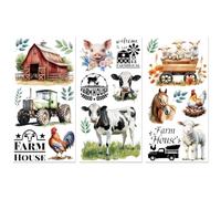 Peacoblue Rub on Transfer Sticker for Furniture Crafts Decor 6"x12" Farm Seris, 3Pcs Waterproof UV DTF Transfer for Farmhouse Lingerie Chests Drawer Dresser Glass Porcelain Wood Plastic