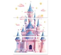 Peacoblue Rub on Transfer Sticker for Furniture Crafts Decor 6"x12" Magic Castle, 3Pcs Waterproof UV DTF Transfer Sticker for Kids Room Lingerie Chests Drawer Dresser Glass Porcelain Wood Plastic