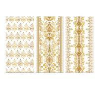 Peacoblue Rub on Transfer Sticker for Furniture Crafts Decor 6"x12" Vintage Gold Lace, 3Pcs Waterproof UV DTF Transfer for Lingerie Chests Drawer Dresser Glass Porcelain Wood Plastic