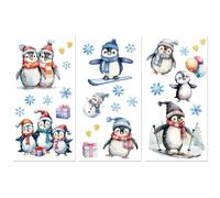 Peacoblue Rub on Transfer Sticker for Furniture Crafts Decor 6"x12" Winter Penguins and Snowflakes, 3Pcs Waterproof UV DTF Transfer for Lingerie Chests Drawer Dresser Glass Porcelain Wood Plastic