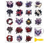 Peacoblue Rub on Transfers for Crafts,18 Sheets 3.9 x 3.6 Inch Watercolor Decals Transfer Stickers Hydrangea for DIY Glass Cup