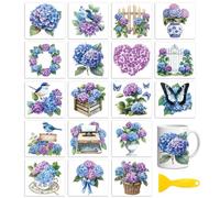 Peacoblue Rub on Transfers for Crafts,18 Sheets 3.9 x 3.6 Inch Watercolor Decals Transfer Stickers Sunflower for DIY Glass Cup