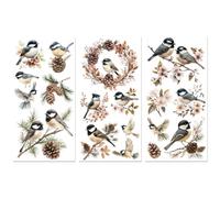 Peacoblue Rub on Transfers for Crafts 3Pcs Black-Capped Tit and Bird 15cmx30cm, UV DTF Waterproof Furniture Transfer for Chest of Drawer Dresser Glass Porcelain Wood Plastic