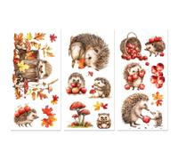 Peacoblue Rub on Transfers for Crafts 3Pcs Hedgehog and Apple Trees 15cmx30cm, UV DTF Waterproof Furniture Transfer for Chest of Drawer Dresser Glass Porcelain Wood Plastic