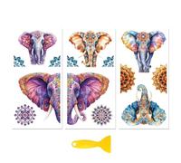 Peacoblue Rub on Transfers for Crafts 3Pcs India Mandala and Elephants 15cmx30cm, UV DTF Waterproof Furniture Transfer for Chest of Drawer Dresser Porcelain Wood Glass Plastic