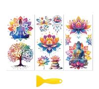 Peacoblue Rub on Transfers for Crafts 3Pcs Mandala Lotus and Nature 15cmx30cm, UV DTF Waterproof Furniture Transfer for Chest of Drawer Dresser Porcelain Wood Glass Plastic