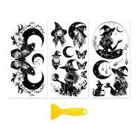 Peacoblue Rub on Transfers for Crafts 3Pcs The Moon and The Witch 15cmx30cm, UV DTF Waterproof Furniture Transfer for Chest of Drawer Dresser Glass Porcelain Wood Plastic